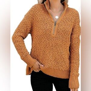 Like New! Popcorn Knit 1/4 Zip Pullover Soft Cozy Sweater Large